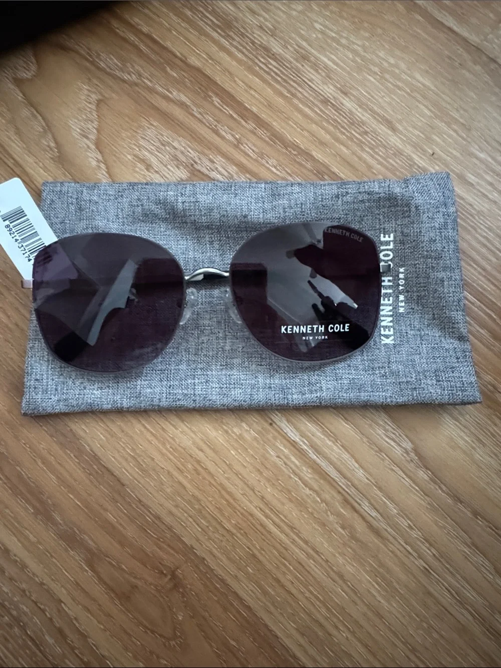 Kenneth Cole Men’s Round Sunglasses - Purple Lenses, Silver Frame